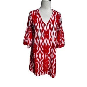Vici Orange & White A Line Bell Sleeve Tunic Dress Size Small